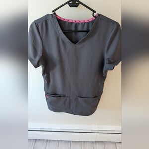 Heart Soul Women's fitted charcoal grey scrub top. Size small.